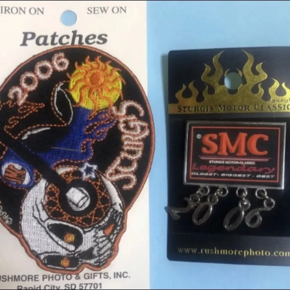 3 Pins & Patch 2006 Sturgis Black Hills Motorcycle Rally Jacket or Hat Pin NOS